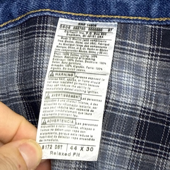 Carhartt Relaxed Fit Flannel Lined Jeans Mens 44x30 B172 DST NWT NOS Denim - Picture 4 of 12